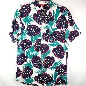 Union Bay Hawaiian Shirt Men's Size L Tropical Abstract Print Button Up …
